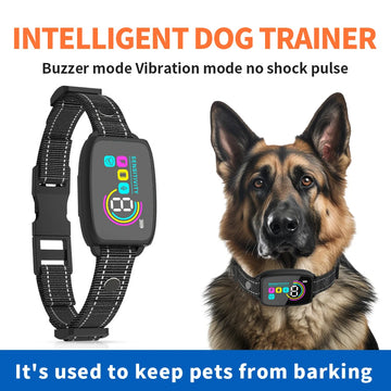 Smart Dog Bark Collar with AI Detection – Anti-Bark Training Collar with Beep, Vibration & Shock, 8-Level Sensitivity, LCD Display, Waterproof & USB Rechargeable – For Small, Medium & Large Dogs