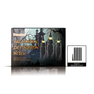 Outdoor Halloween witch decoration with spooky effect
