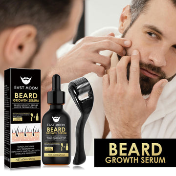 Men’s beard care serum set with biotin and roller