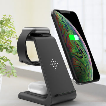 3-in-1 Fast Wireless Charging Station – Quick Charge Dock for Phone, Smartwatch, and Earbuds with Type-C Interface