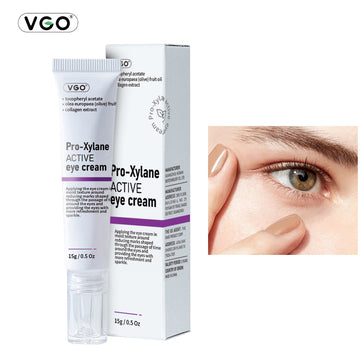 VGO Pro-Xylene Active eye cream packaging with close-up of eye application.