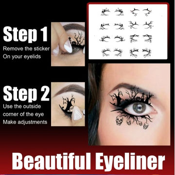 Halloween eyeliner stickers with bat and spider designs