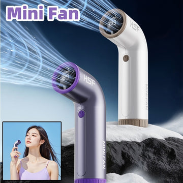 High-Speed Rechargeable Handheld Turbo Fan – Portable USB Fan with Digital Display and Adjustable Wind Speed