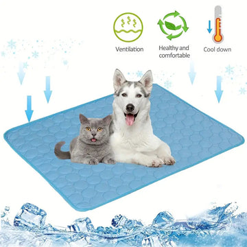 Pet Cooling Mat for Dogs and Cats – Ice Silk Breathable Summer Bed Pad, Extra Large Sizes Available