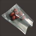 Clear plastic bag with red dates on a dark background; Vacuum sealer food storage rolls in multiple widths
