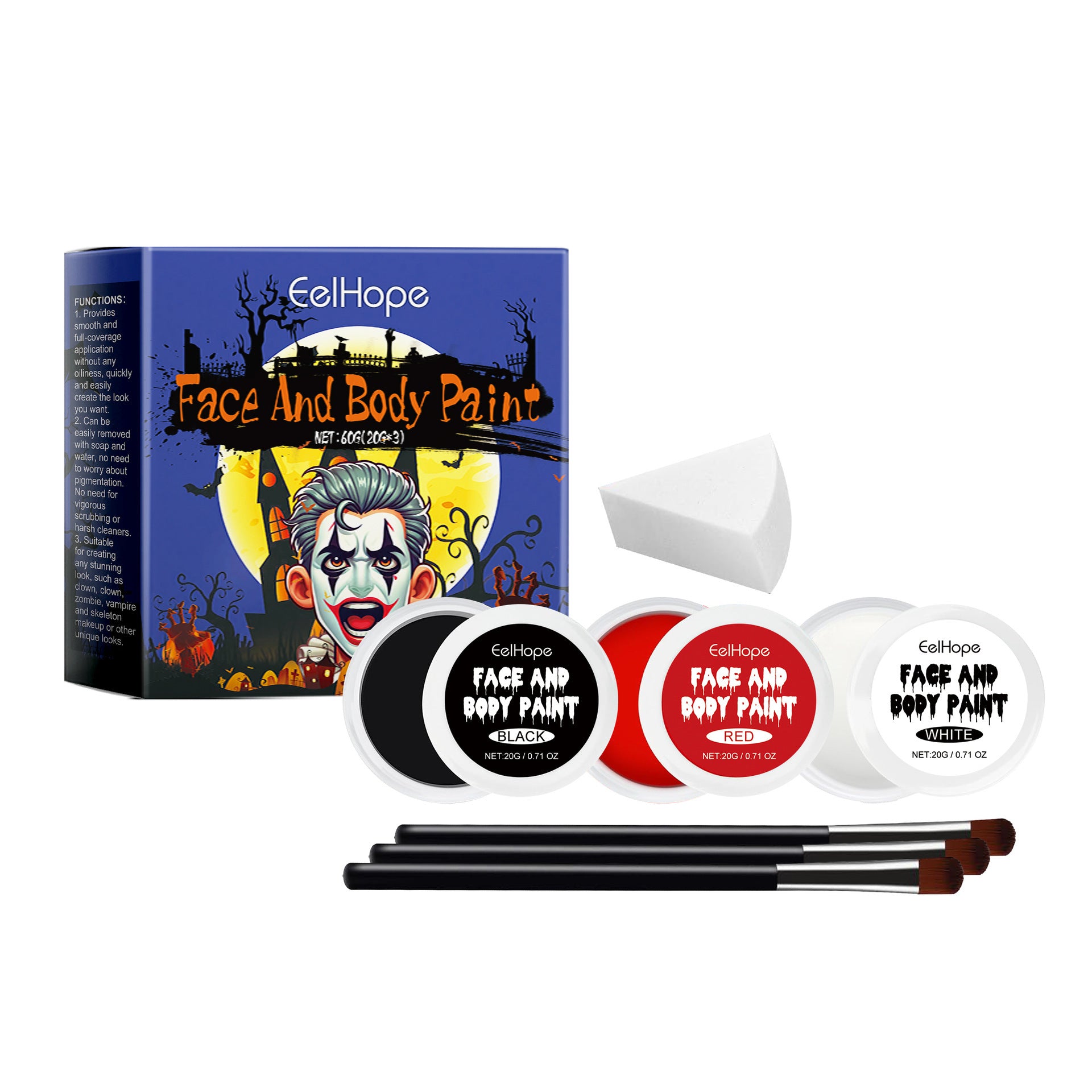 Professional Halloween face and body paint kit for costumes