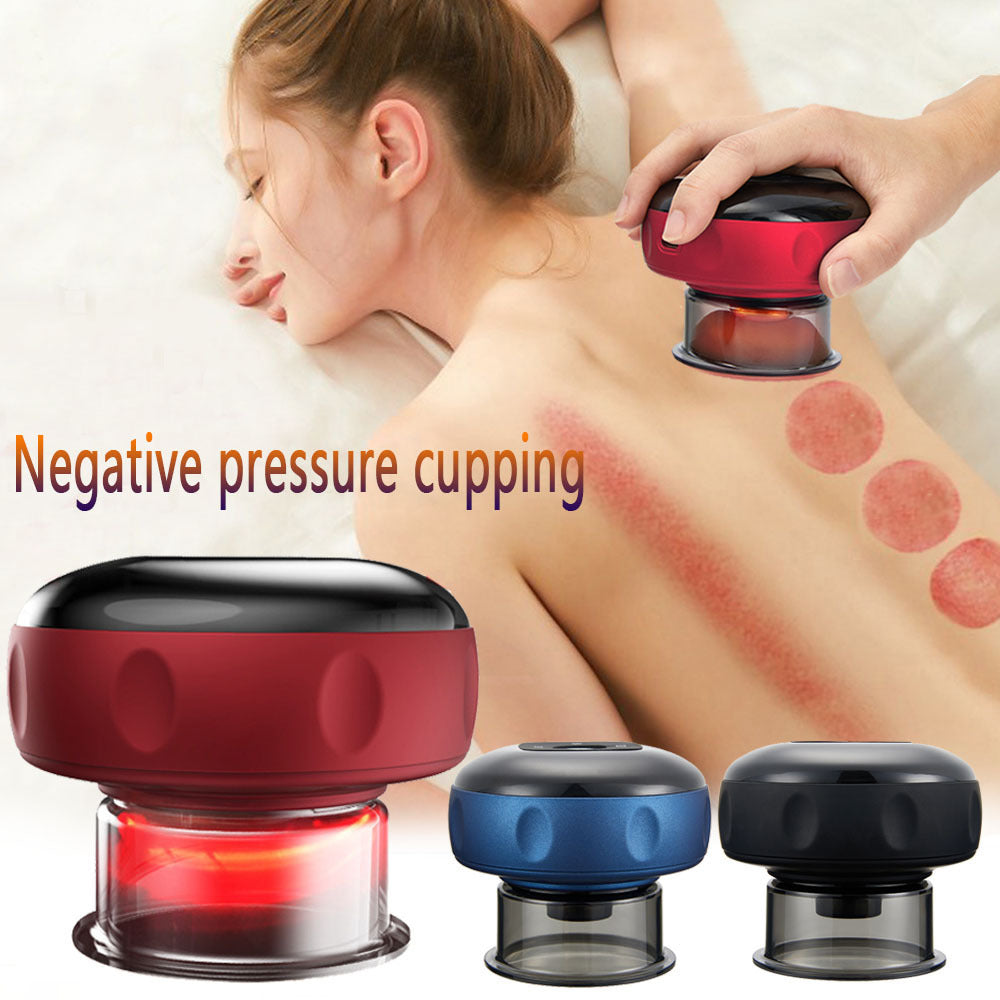 Person receiving cupping therapy on their back with text 'Negative pressure cupping'
