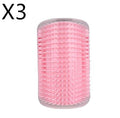 Pink self cat grooming brush with clear handle on a white background with 'X3' indication for quantity