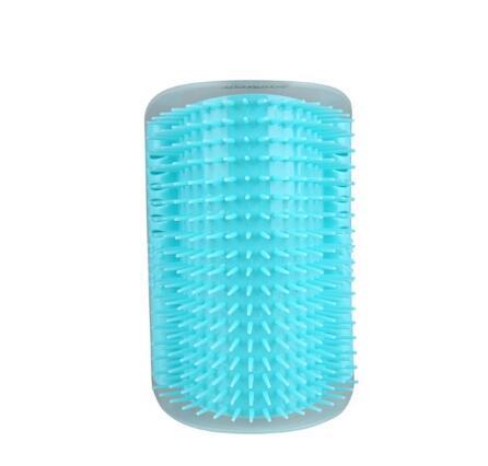 Cat self hairbrush blue in color on a white background