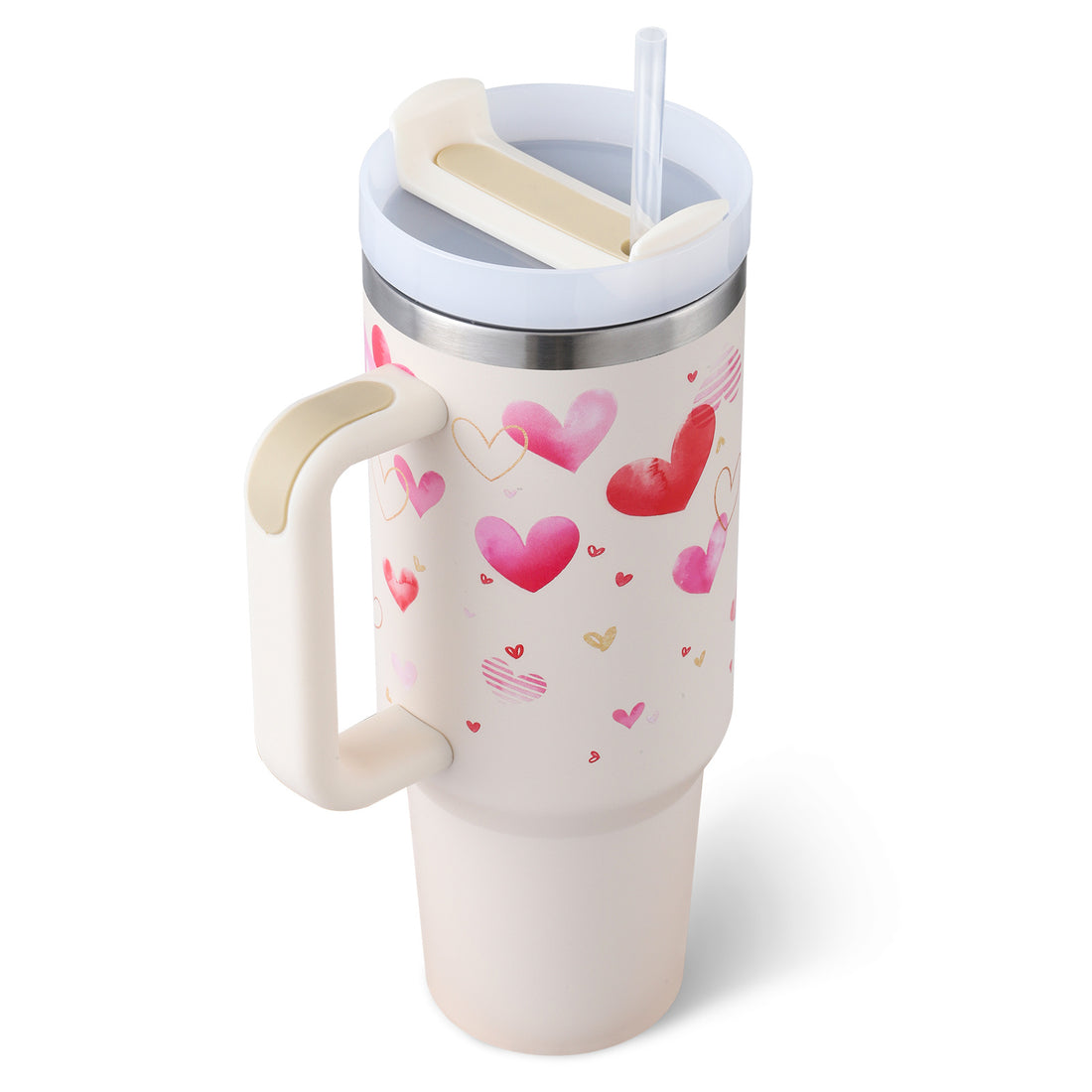 40oz Insulated Stainless Steel Tumbler with Handle and Straw – Spill-Proof Vacuum Mug with Lid for Travel, Office, Gym, and Car Use