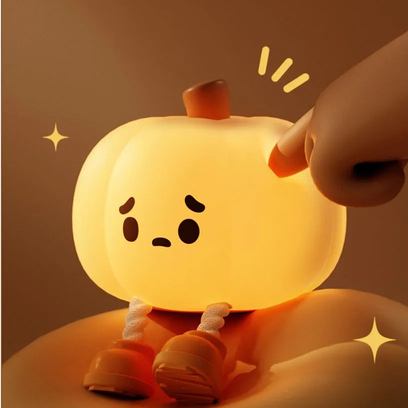 Cute silicone pumpkin night light for kids’ bedroom décor