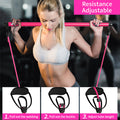 Woman exercising with Chest expander puller resistance band for muscle training.