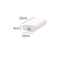 White cylindrical object with dimensions labeled on a white background