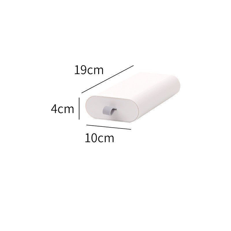 White cylindrical object with dimensions labeled on a white background