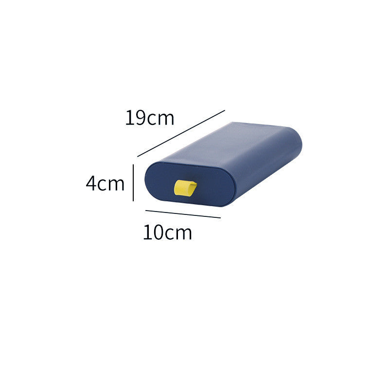 Blue rectangular in shape with dimensions labeled on a white background