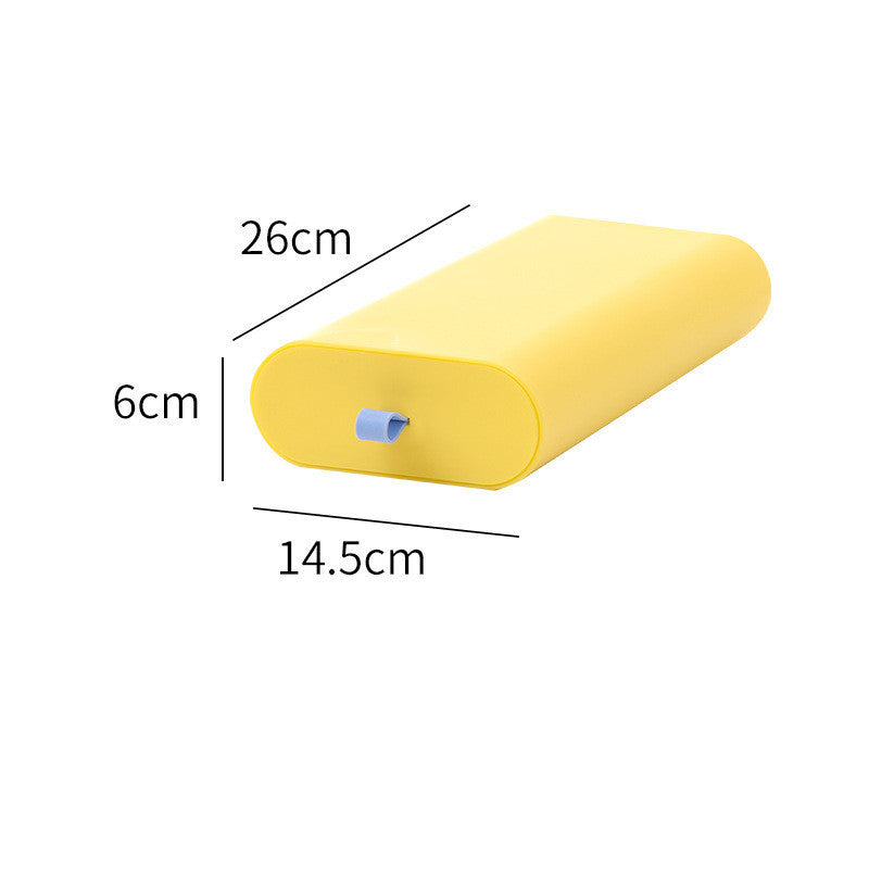 Yellow cylindrical pillow with dimensions labeled on a white background