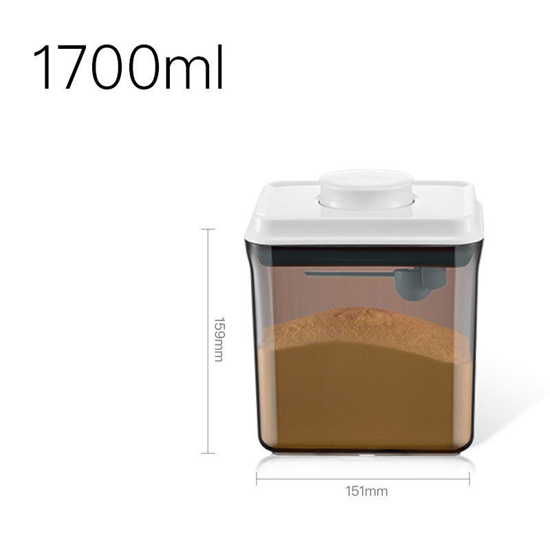 Container with a white lid and brown interior, showing measurements and a capacity of 1700ml