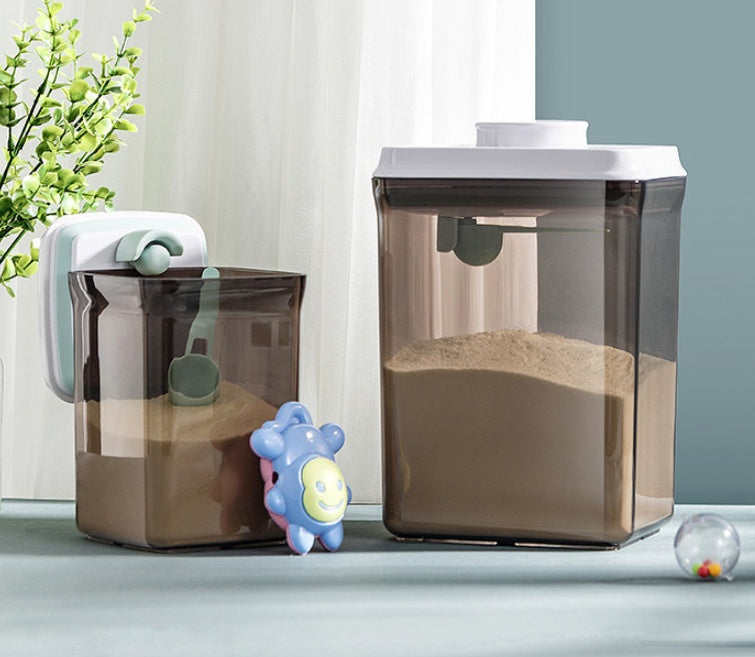 Baby milk powder storage box with airtight lid and separate spoon compartment