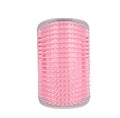 Pink cat grooming brush with bristles on a white background