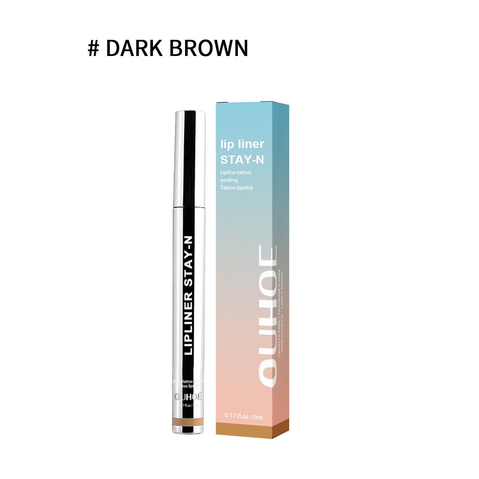 Waterproof Lip liner pen with packaging labelled 'Stay-N' by OUILOE on a white background