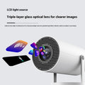 Portable HY300 Projector with a triple-layer glass optical lens and LCD light source explanation
