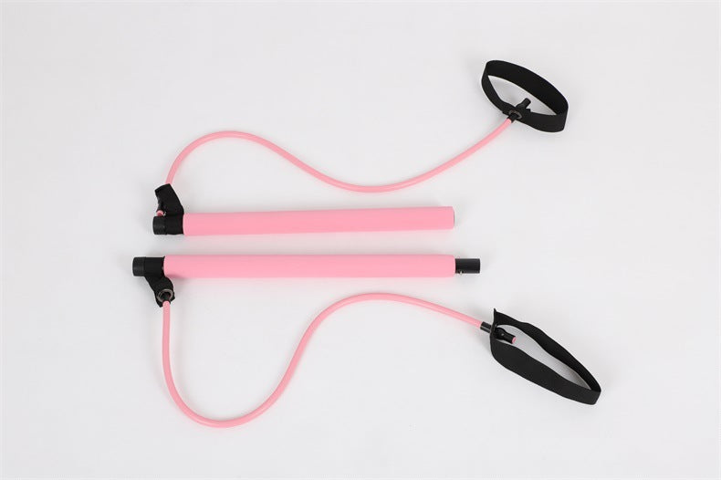 Home workout chest exercise equipment with latex tubes in pink color