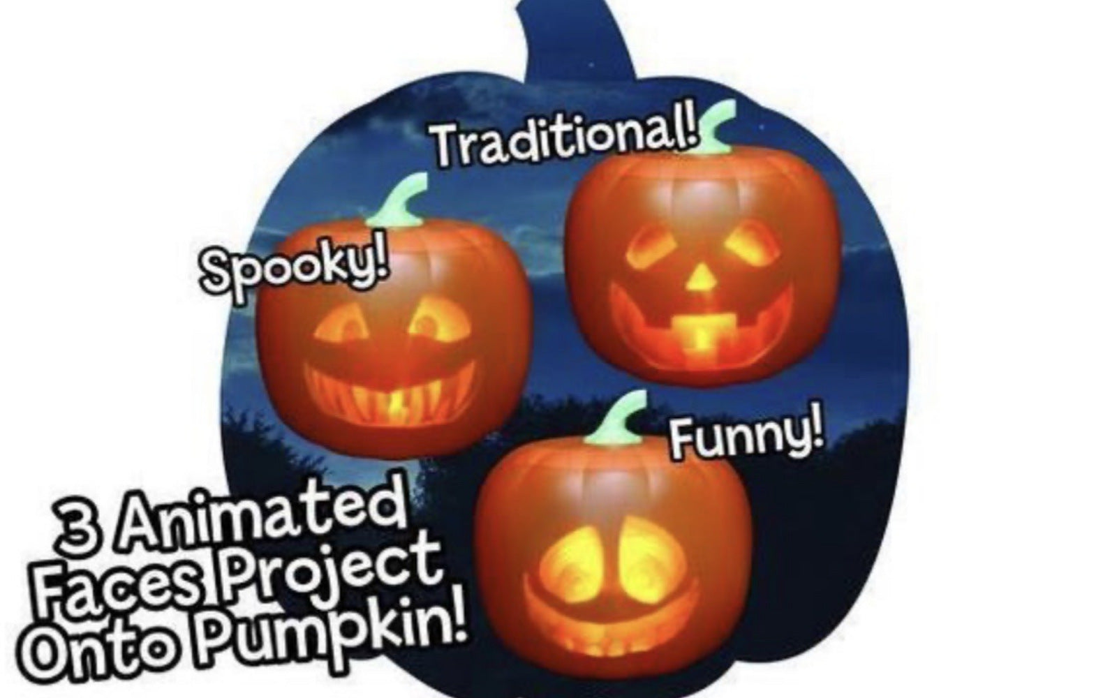 Jack-o’-lantern prop telling jokes and entertaining guests
