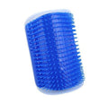 Blue self cat grooming brush on a white background