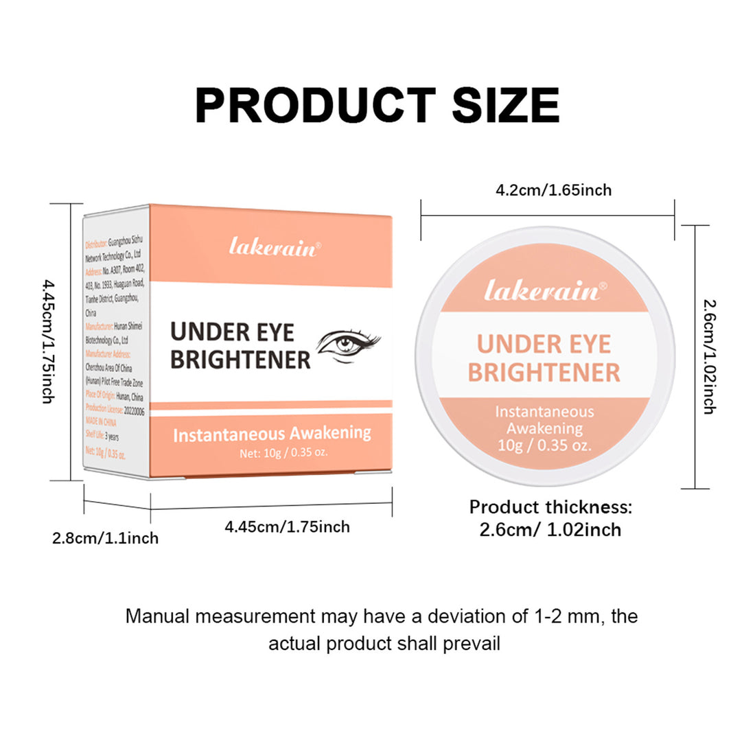 Three shades of under eye brightener with corresponding skin tones and packaging.