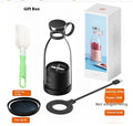 Black Portable rechargeable USB blender with accessories and packaging on a white background