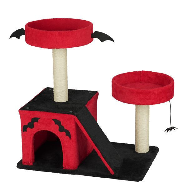 Multi-level cat tower furniture for large cats in Halloween design