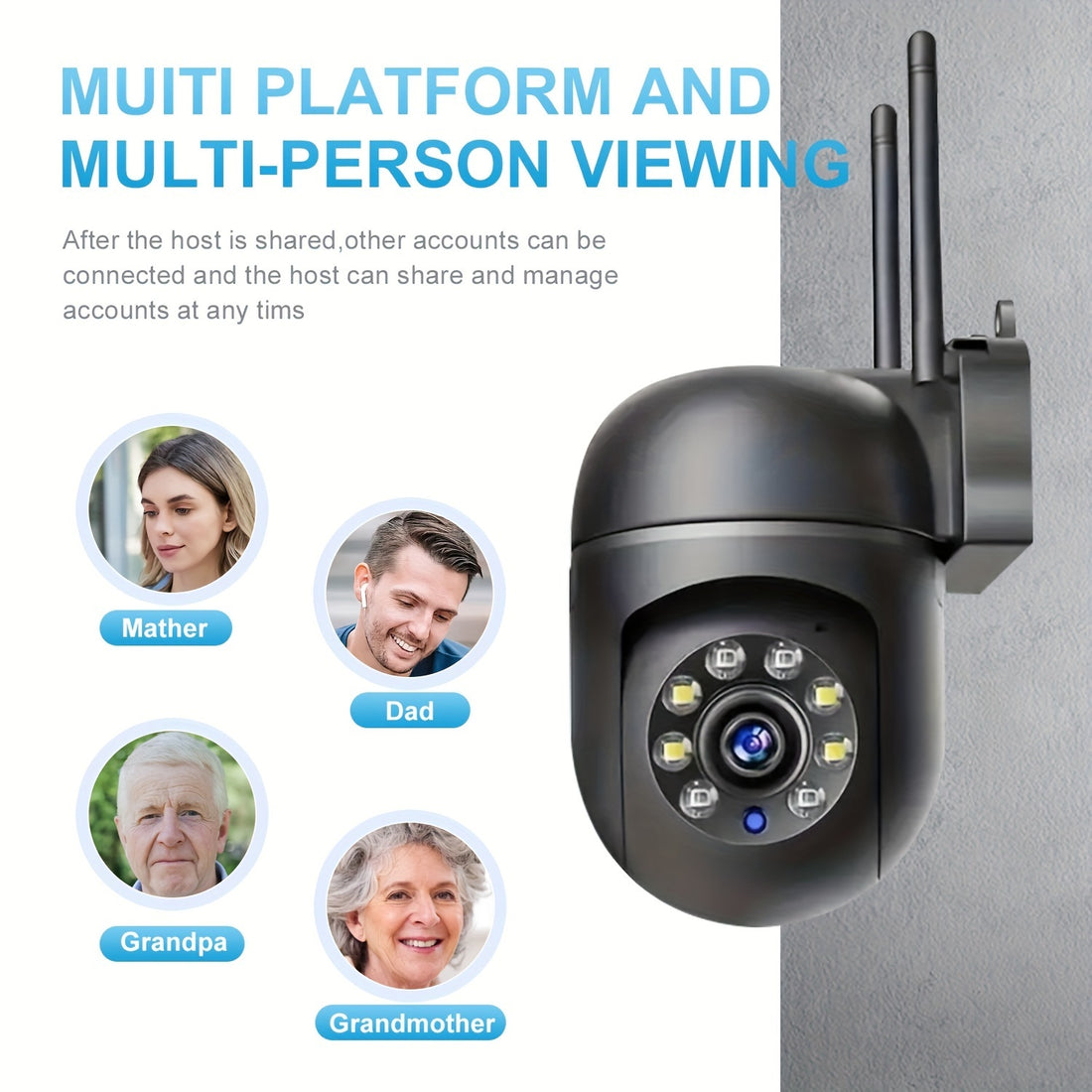 360 degree wireless outdoor security camera with 1080P HD video