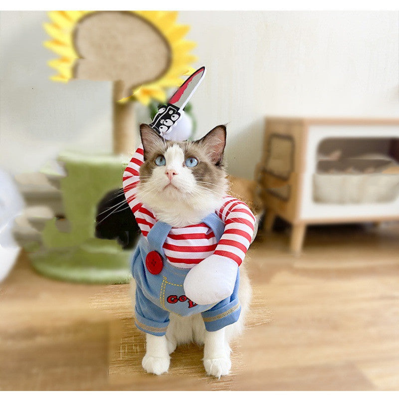Killer pet costume with knife prop for Halloween