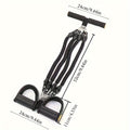 Adjustable resistance bands with foot pedals and handles stating size