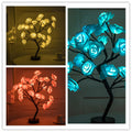 Collage of LED rose tree lights in different colors on a white background