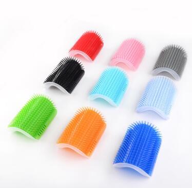 Cat self hairbrush blue in color on a white background