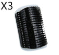 Three black hairbrushes in a clear plastic container on a white background