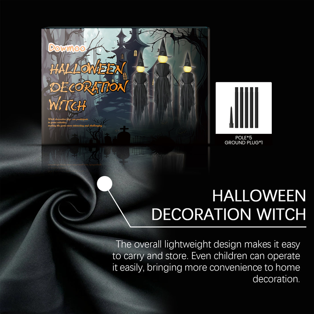 Halloween witch ornament for outdoor yard decoration