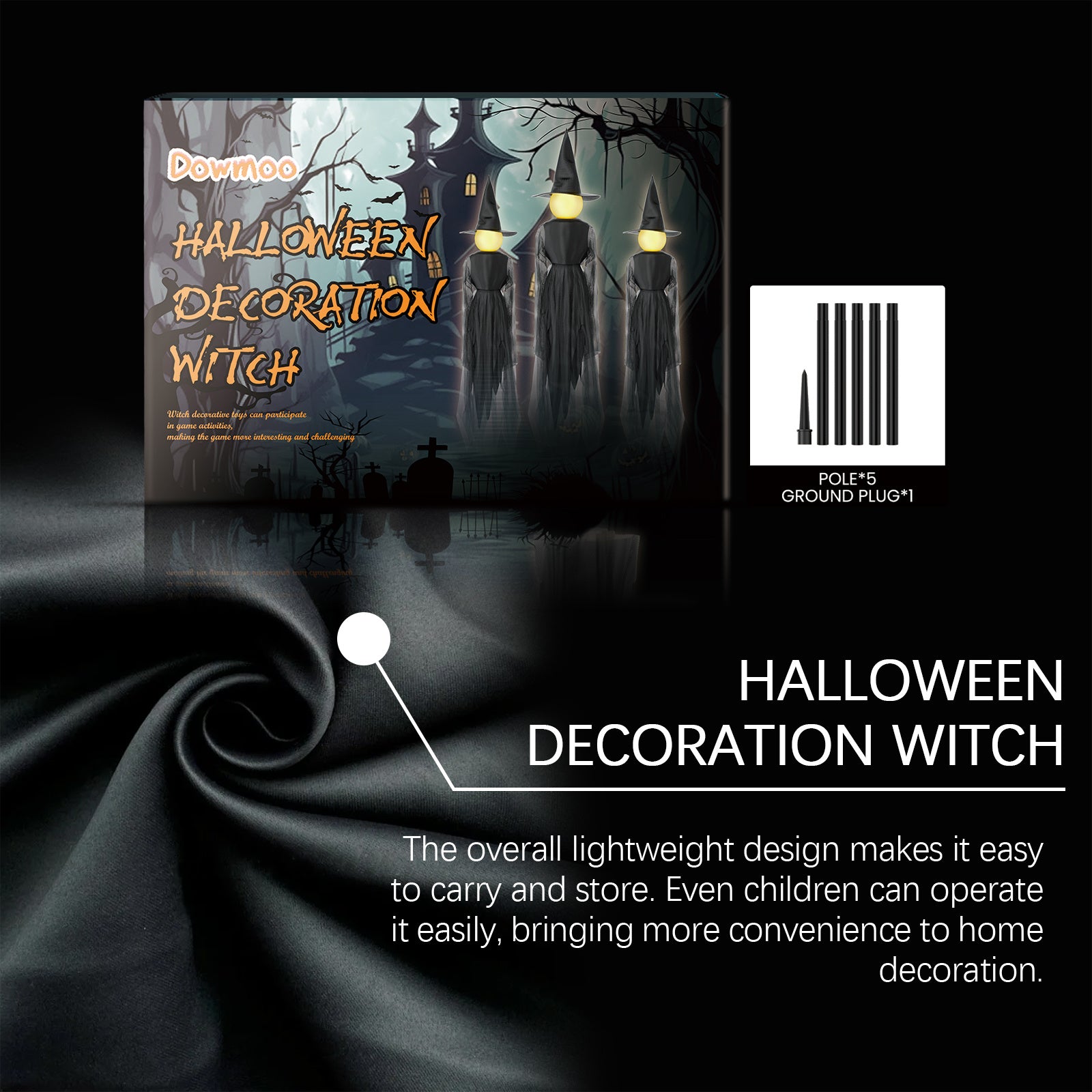 Spooky witch decoration prop for garden and lawn