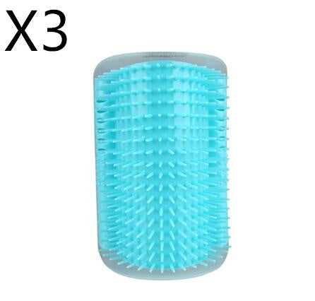 Turquoise self cat grooming brush on a white background with 'X3' indicating quantity.