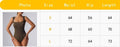Size chart for a bodysuit with measurements in centimeters