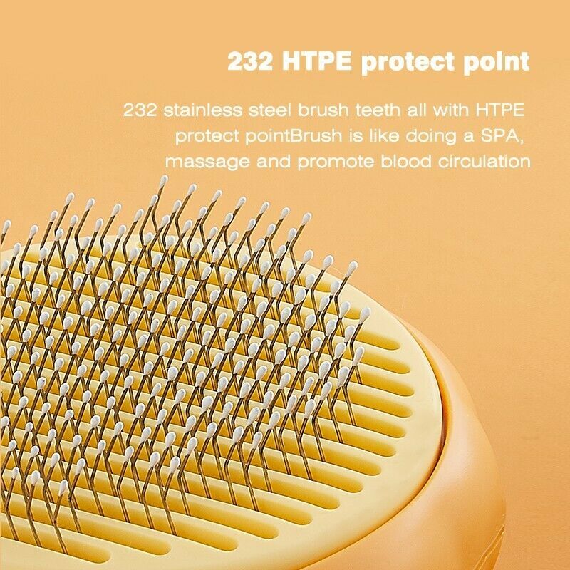Pumpkin-shaped pet grooming brush with fine stainless steel bristles