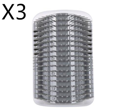 Stack of gray self cat grooming brushes with 'X3' indicating quantity on a white background