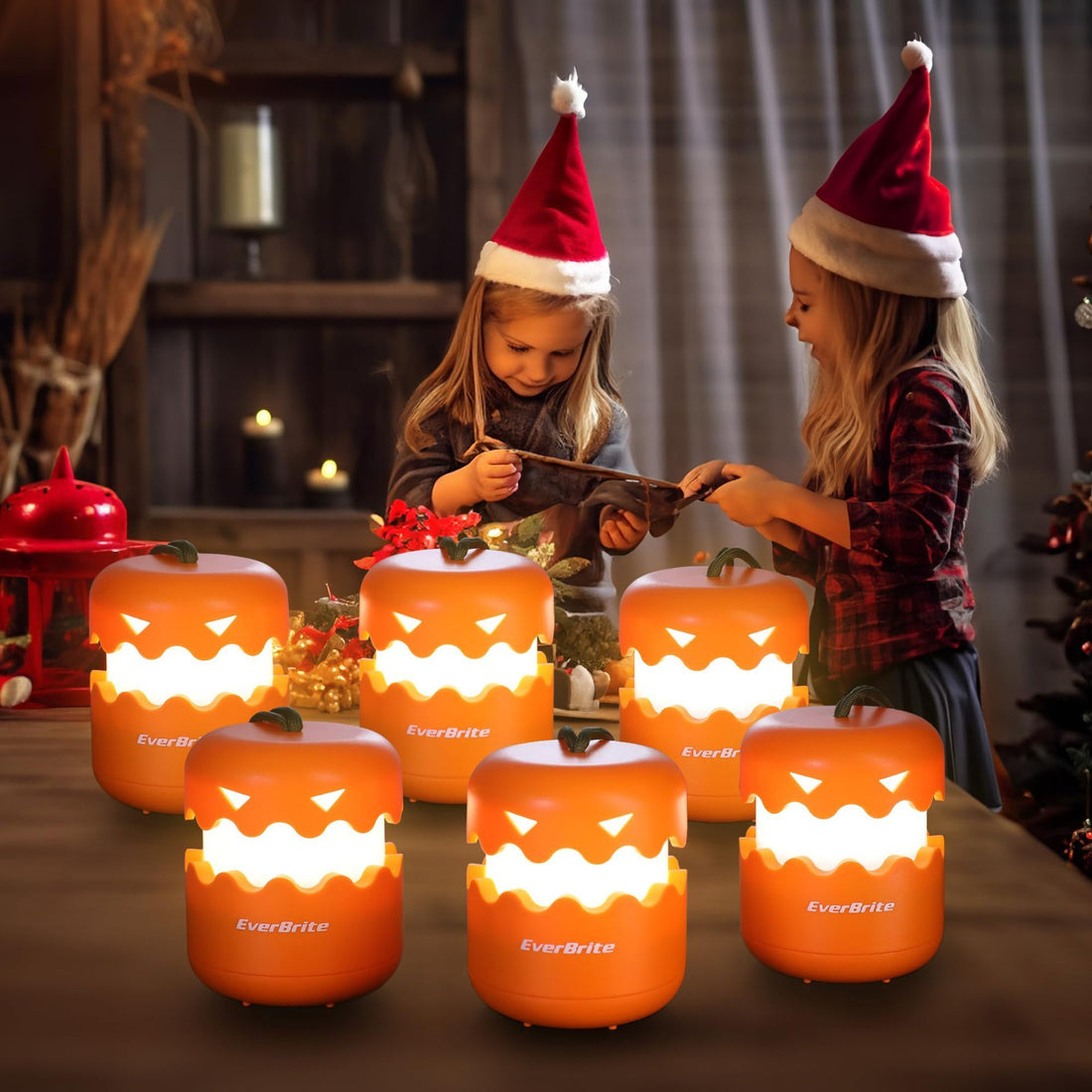 Foldable pumpkin lantern with LED light and lanyard