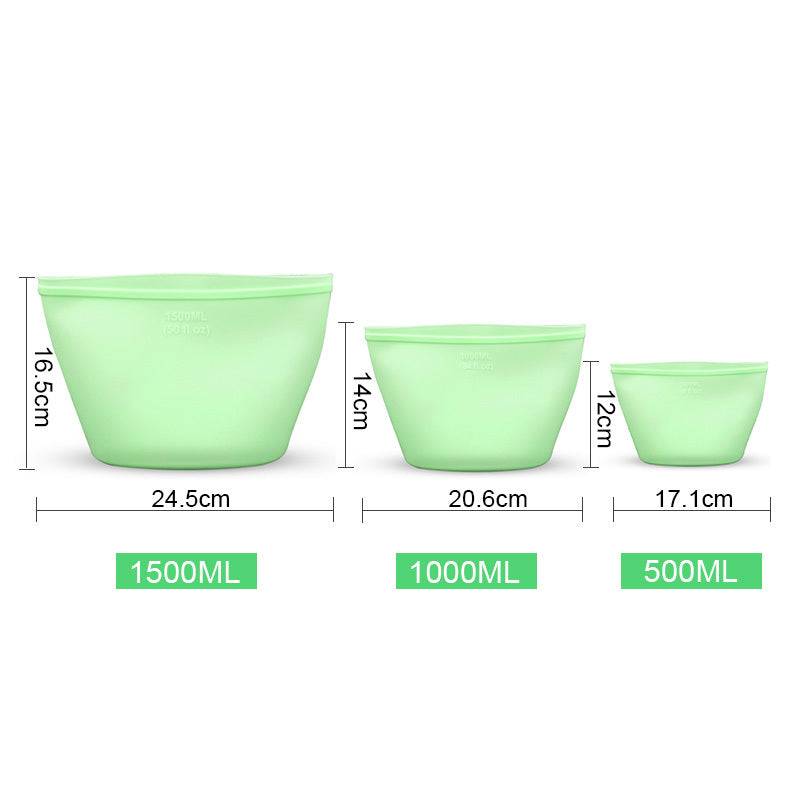 Reusable silicone food storage bags set of 3 - Green