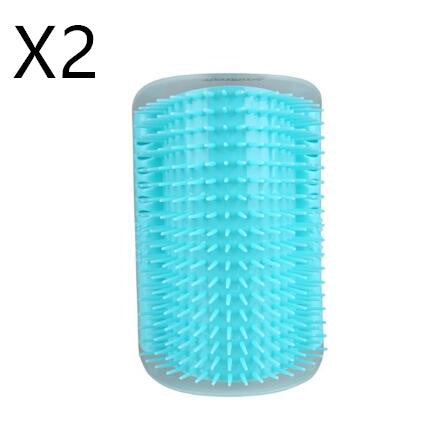 Turquoise self cat grooming brush on a white background with 'X2' indicating quantity.