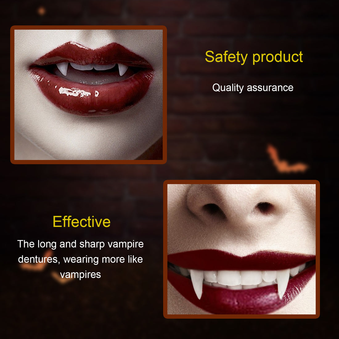 Realistic retractable vampire fangs for Halloween costumes