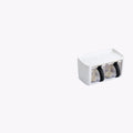 White electronic device with black components on a white background