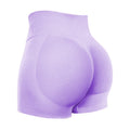 Purple athletic shorts on a white background
