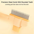 Precision steel comb with rounded teeth on a beige background